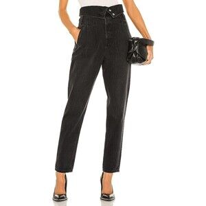 RE/DONE Jeans Womens Size 25 Washed Black Fold Over Straight Leg Revolve Pants